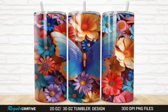 3D Colorful Butterfly Flowers 20/30oz Skinny Tumbler Product Image 1