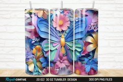 3D Colorful Butterfly Flowers 20/30oz Skinny Tumbler Product Image 1