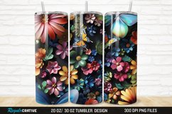 3D Colorful Butterfly Flowers 20/30oz Skinny Tumbler Product Image 1