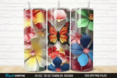 3D Colorful Butterfly Flowers 20/30oz Skinny Tumbler Product Image 1