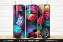 3D Colorful Butterfly Flowers 20/30oz Skinny Tumbler Product Image 1