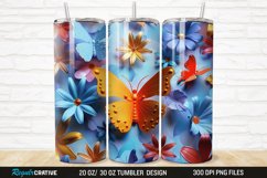 3D Colorful Butterfly Flowers 20/30oz Skinny Tumbler Product Image 1