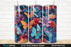 3D Colorful Butterfly Flowers 20/30oz Skinny Tumbler Product Image 1