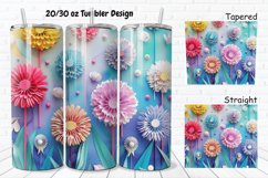 3D Colorful Dandelions Flowers 20/30oz Skinny Tumbler Product Image 1