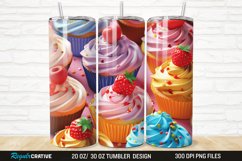 3D Colorful Delicious Cupcakes 20/30oz Skinny Tumbler Product Image 1