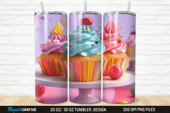3D Colorful Delicious Cupcakes 20/30oz Skinny Tumbler Product Image 1