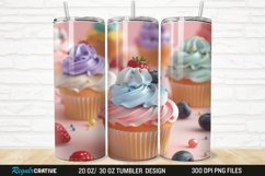 3D Colorful Delicious Cupcakes 20/30oz Skinny Tumbler Product Image 1