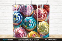3D Colorful Delicious Cupcakes 20/30oz Skinny Tumbler Product Image 1