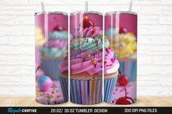 3D Colorful Delicious Cupcakes 20/30oz Skinny Tumbler Product Image 1