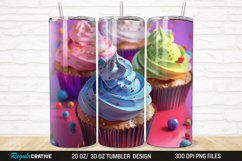 3D Colorful Delicious Cupcakes 20/30oz Skinny Tumbler Product Image 1
