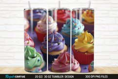 3D Colorful Delicious Cupcakes 20/30oz Skinny Tumbler Product Image 1