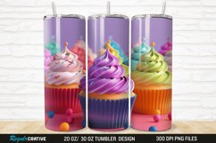 3D Colorful Delicious Cupcakes 20/30oz Skinny Tumbler Product Image 1