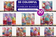 3D Colorful Delicious Cupcakes Tumbler Bundle Product Image 1