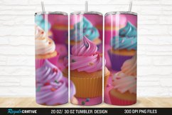 3D Colorful Delicious Cupcakes 20/30oz Skinny Tumbler Product Image 1
