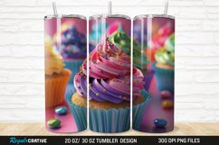 3D Colorful Delicious Cupcakes 20/30oz Skinny Tumbler Product Image 1