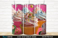 3D Colorful Delicious Cupcakes 20/30oz Skinny Tumbler Product Image 1