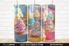 3D Colorful Delicious Cupcakes 20/30oz Skinny Tumbler Product Image 1