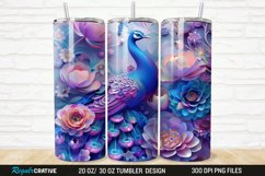 3D Colorful Flowers Peacock Floral 20/30oz Skinny Tumbler Product Image 1
