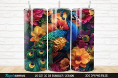 3D Colorful Flowers Peacock Floral 20/30oz Skinny Tumbler Product Image 1