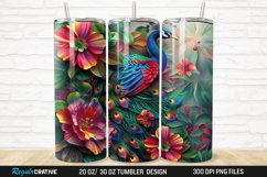 3D Colorful Flowers Peacock Floral 20/30oz Skinny Tumbler Product Image 1