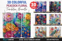 3D Colorful Flowers Peacock Floral Tumbler Bundle Product Image 1