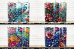3D Colorful Flowers Peacock Floral Tumbler Bundle Product Image 5