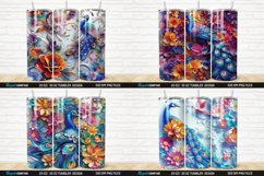 3D Colorful Flowers Peacock Floral Tumbler Bundle Product Image 6