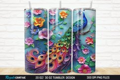 3D Colorful Flowers Peacock Floral 20/30oz Skinny Tumbler Product Image 1