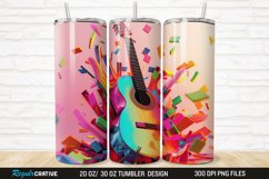 3D Colorful Guitar 20/30oz Skinny Tumbler Product Image 1