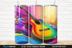 3D Colorful Guitar 20/30oz Skinny Tumbler Product Image 1