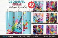 3D Colorful Guitar Tumbler Wrap Bundle Product Image 1