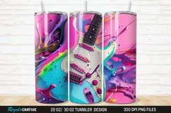 3D Colorful Guitar 20/30oz Skinny Tumbler Product Image 1
