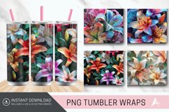 3D Colorful Lilies Floral Tumbler Wrap Product Image 1