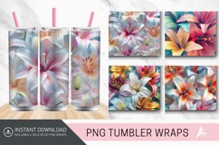 3D Colorful Lilies Floral Tumbler Wrap Product Image 1