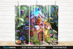 3D Colorful Little Fairy House 20/30oz Skinny Tumbler Product Image 1