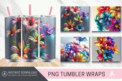3D Colorful Rainbow Flowers Tumbler wrap Product Image 1