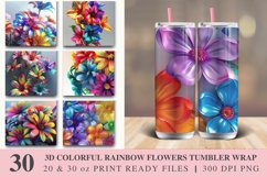 3D Colorful Rainbow Flowers Tumbler wrap Bundle Product Image 1