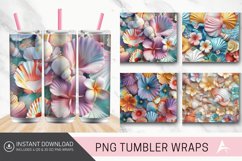 3D Colorful Seashells Floral Tumbler Wrap Product Image 1