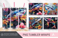 3D Colorful Shark Floral Tumbler Wrap Product Image 1