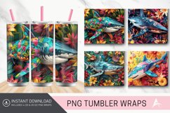 3D Colorful Shark Floral Tumbler Wrap Product Image 1