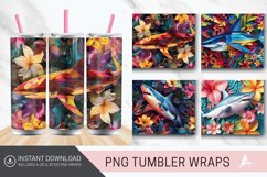 3D Colorful Shark Floral Tumbler Wrap Product Image 1