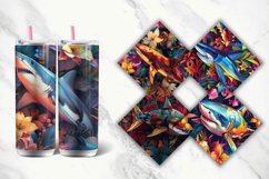 3D Colorful Shark Floral Tumbler Wrap Bundle Product Image 2