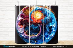 3D Colorful Sun Moon Ying Yang 20/30oz Skinny Tumbler Product Image 1