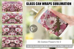 Glass Can Wraps 3D Cosmos Flowers Product Image 1