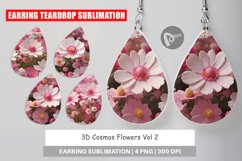 Earring Teardrop 3D Cosmos Flowers Product Image 1