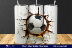 3D Cracked Hole Football Tumbler Wrap Product Image 1