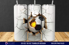 3D Cracked Hole Football Tumbler Wrap Product Image 1