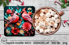 3d cardinal sublimation ornament, Square coasters Product Image 1