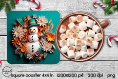 3d snowman square coaster sublimation Product Image 1