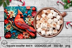 3d Christmas cardinal sublimation, Coaster designs Product Image 1